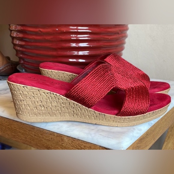 DAVID TATE Vibe Red Braided Slide Sandals Women’s Size 8.5M - Picture 12 of 13